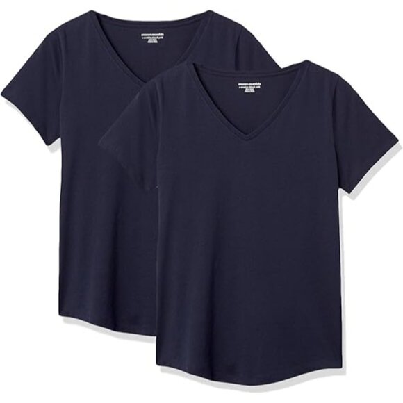 Amazon Essentials Size 3XL Navy Blue Scoop Neck Short-Sleeve T-Shirt Pack Of 2 - Picture 1 of 9